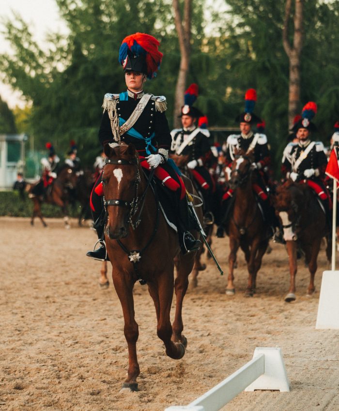 Palio di Siena. Il drappello dei Carabinieri a cavallo