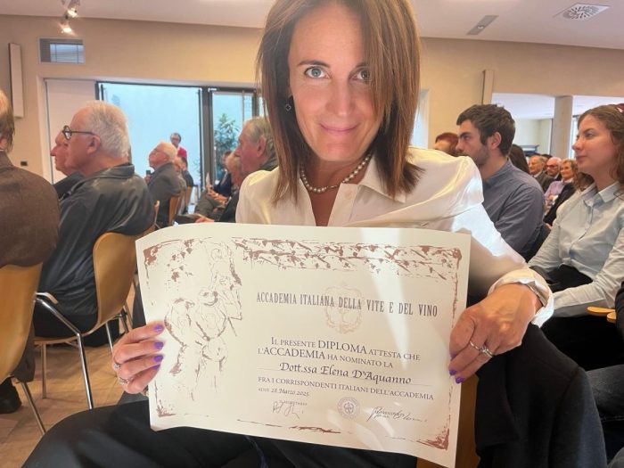 Enoteca Italiana Siena, D&rsquo;Aquanno nominata accademico corrispondente dall&rsquo;Accademia Italiana della Vite e del Vino