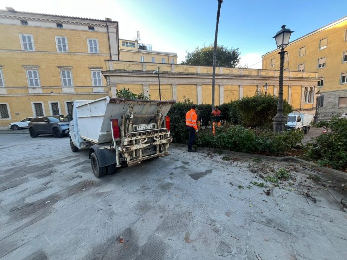 Siena, iniziata l’operazione decoro: taglio delle siepi e bonifica in piazza Gramsci