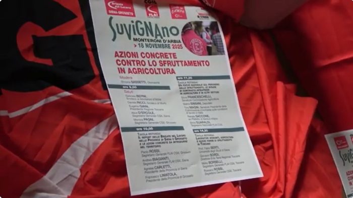 Monteroni d'Arbia: lotta allo sfruttamento in agricoltura, l’iniziativa Flai Cgil a Suvignano