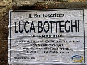 Siena, l&rsquo;ultimo scherzo di Luca &ldquo;Il Tranquillo&rdquo;: il suo manifesto &egrave; poetica di stile
