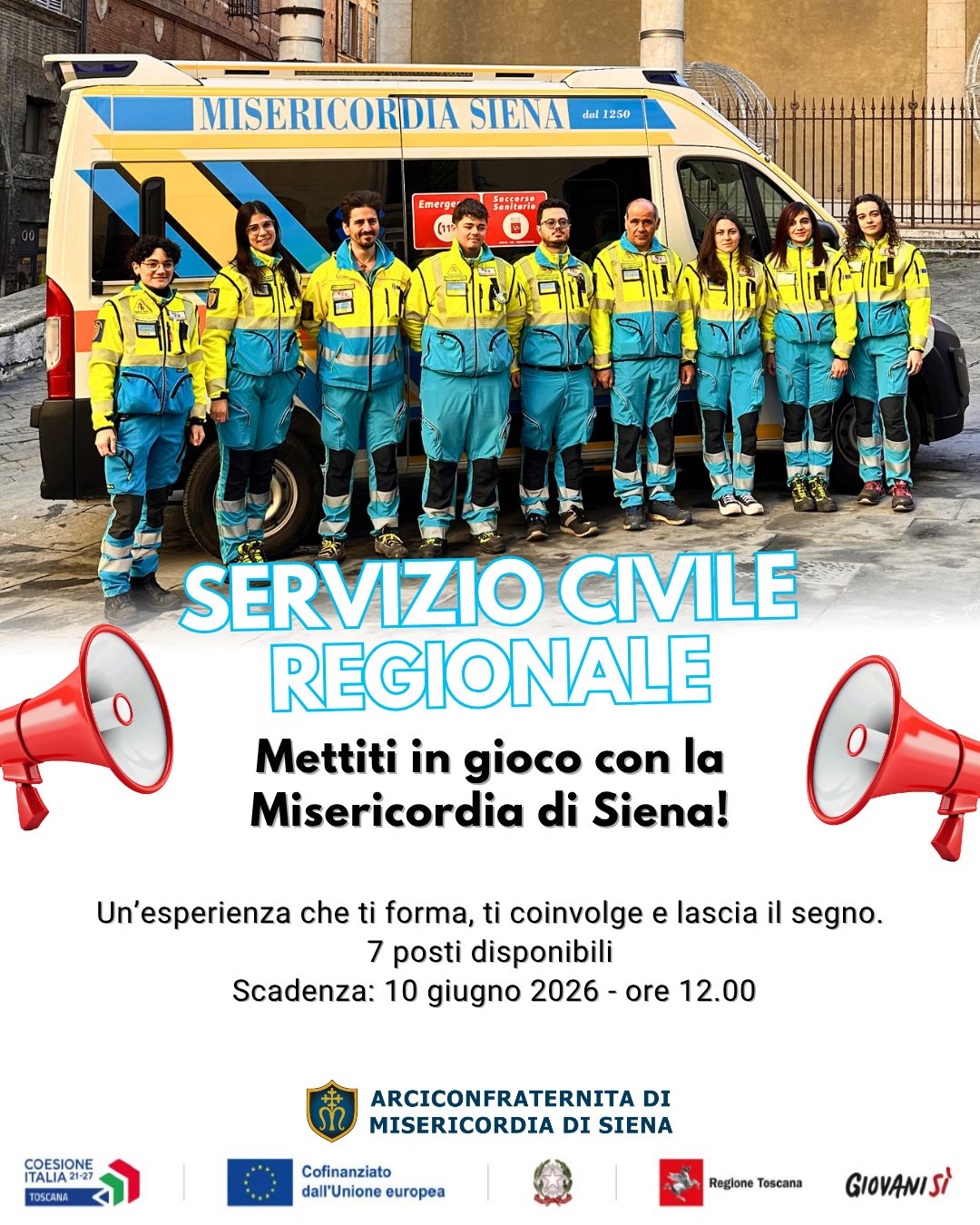 COMUNICATO STAMPA: Servizio Civile Regionale alla Misericordia di Siena: un’opp…