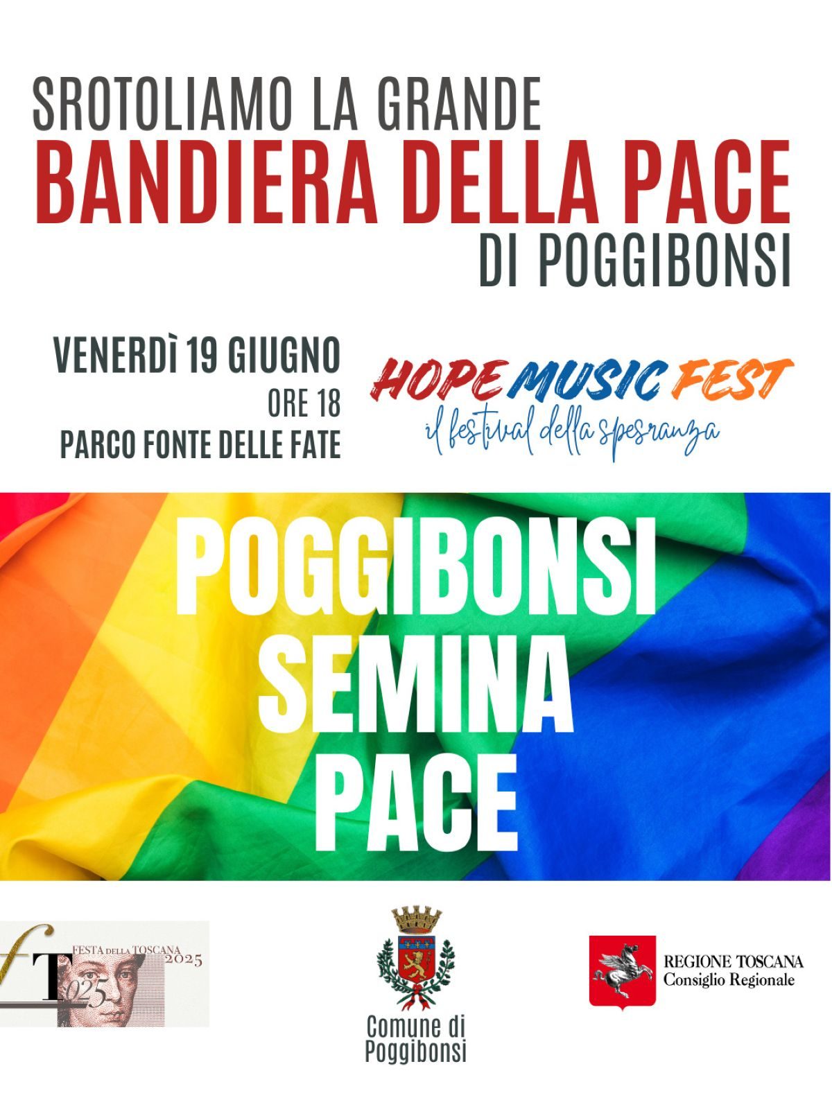 Poggibonsi presenta la grande Bandiera della Pace lunga 26 metri