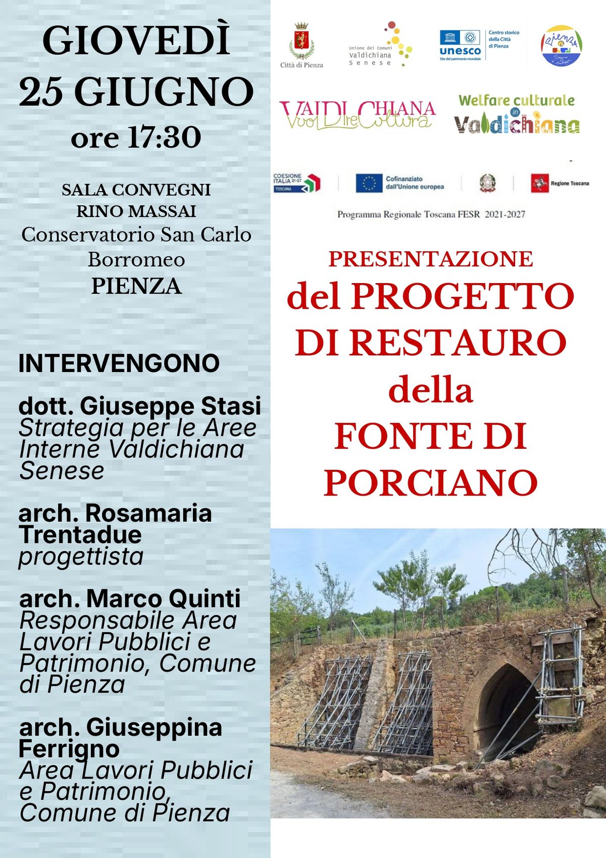 COMUNE DI PIENZA_Pienza presenta il progetto di restauro della Fonte di Porciano