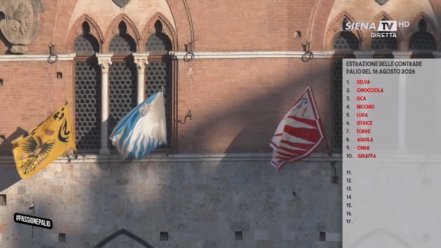 PALIO DI SIENA 16 AGOSTO 2026