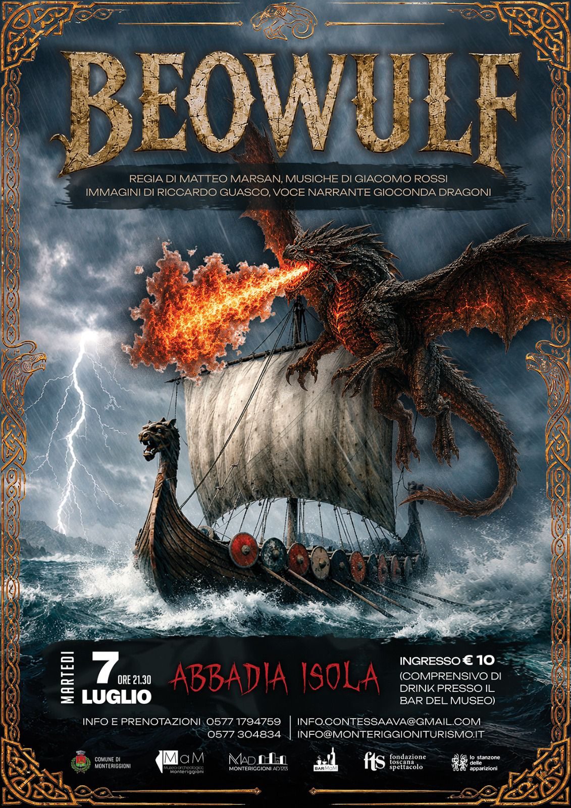 Monteriggioni Estate 2026 – I Martedì di Abbadia Isola. “Beowulf”: l’epos del N…