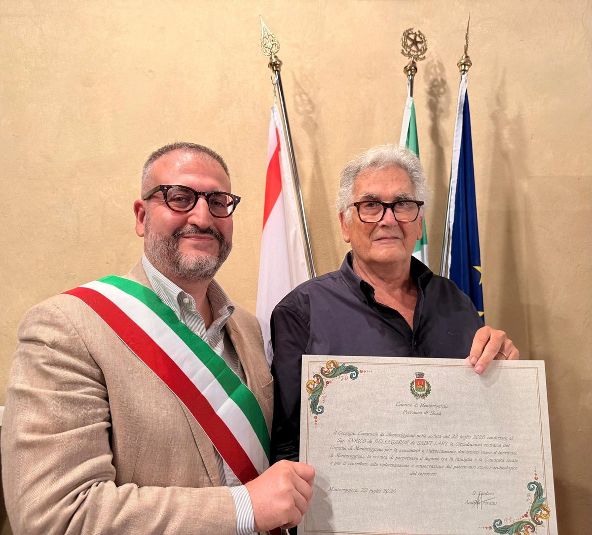 A Enrico de Bellegarde de Saint Lary la Cittadinanza Onoraria di Monteriggioni…
