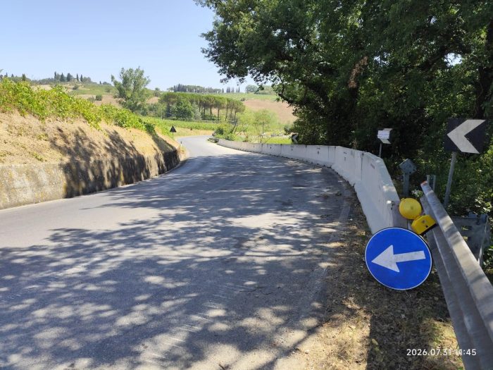 San Gimignano, riaperta a doppio senso la SP 1 in localit&agrave; Sovestro