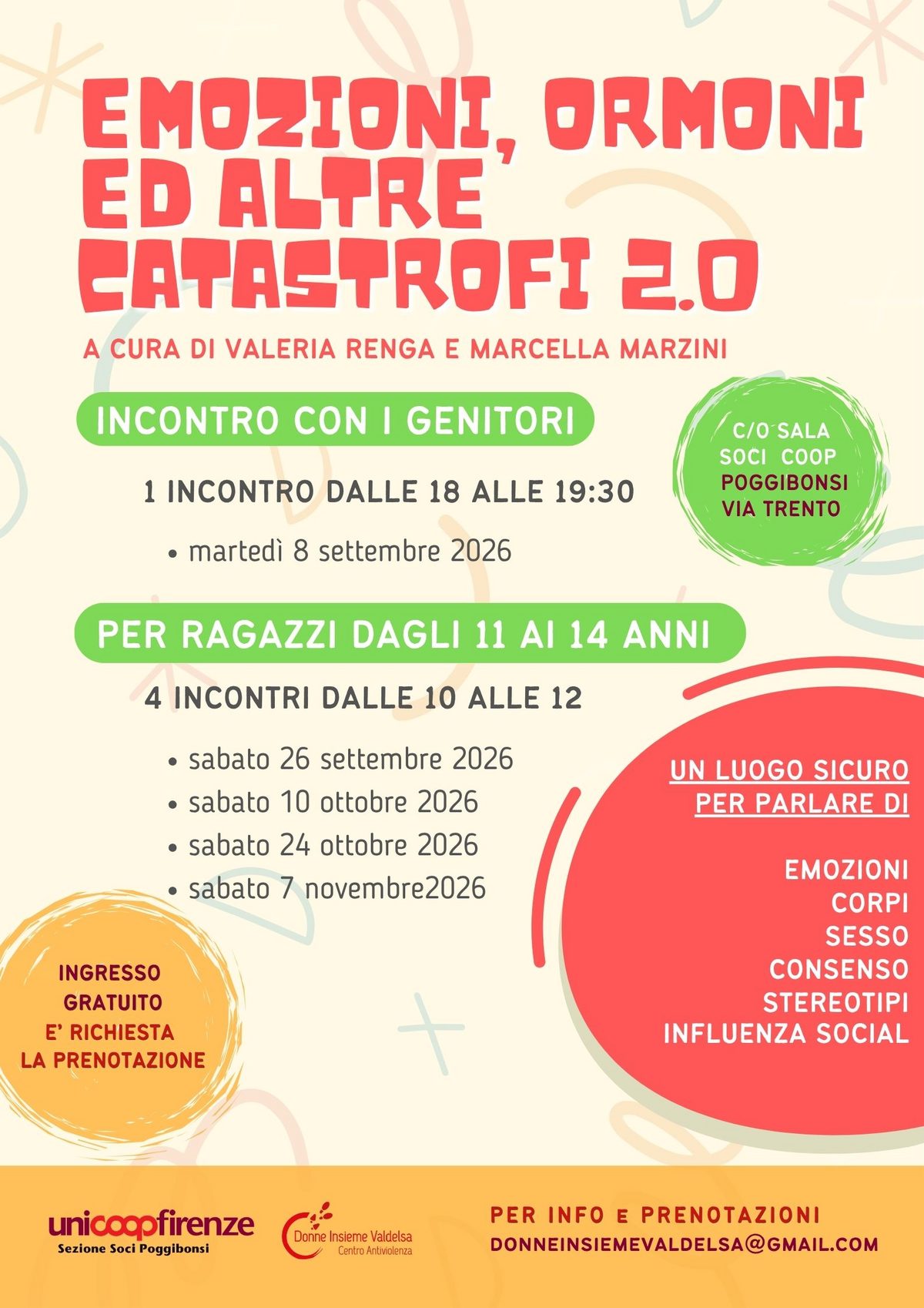 CS – Educazione affettiva e sessuale: a Poggibonsi un percorso gratuito per rag…