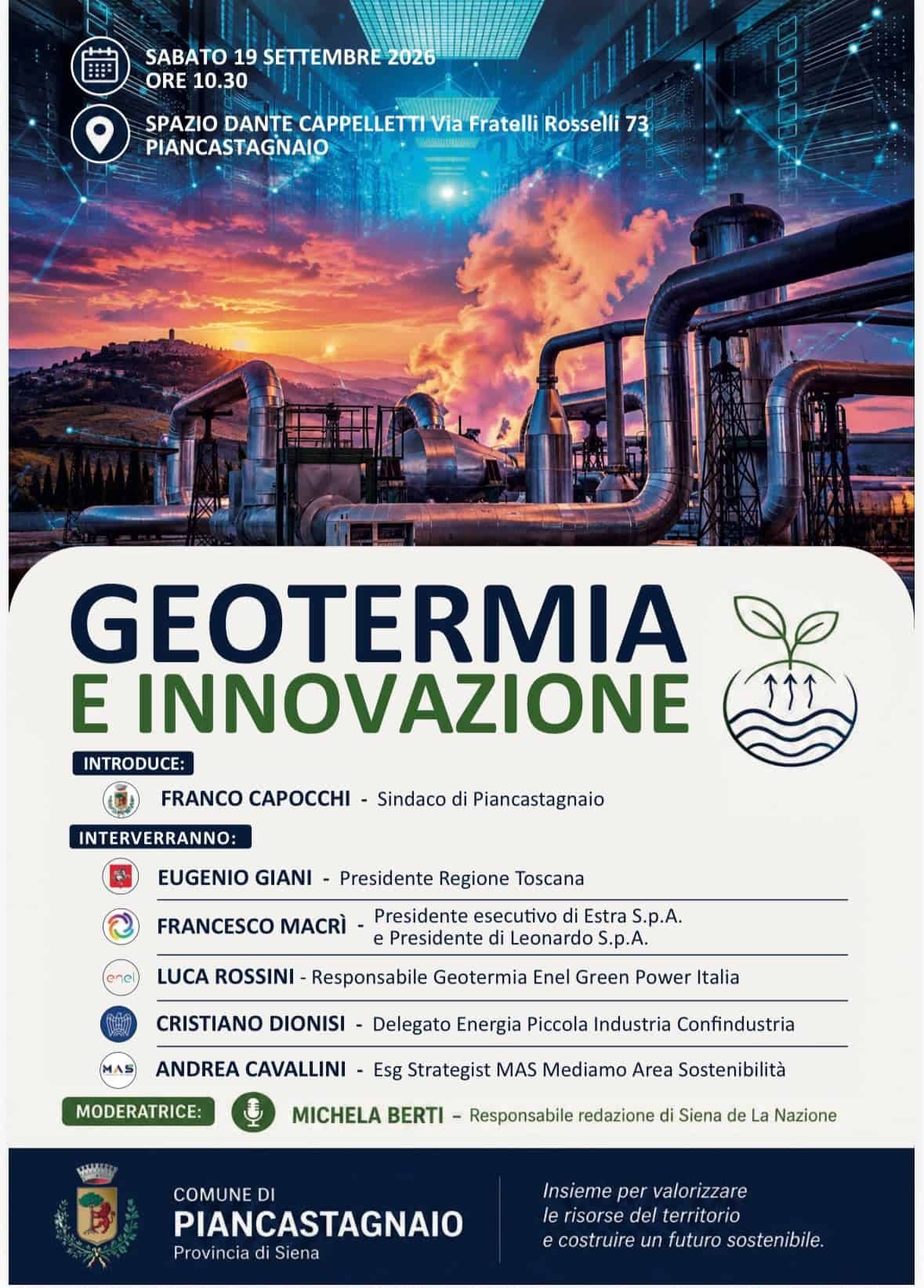 Geotermia e innovazione: Piancastagnaio ospita Giani, i vertici Enel Green Powe…