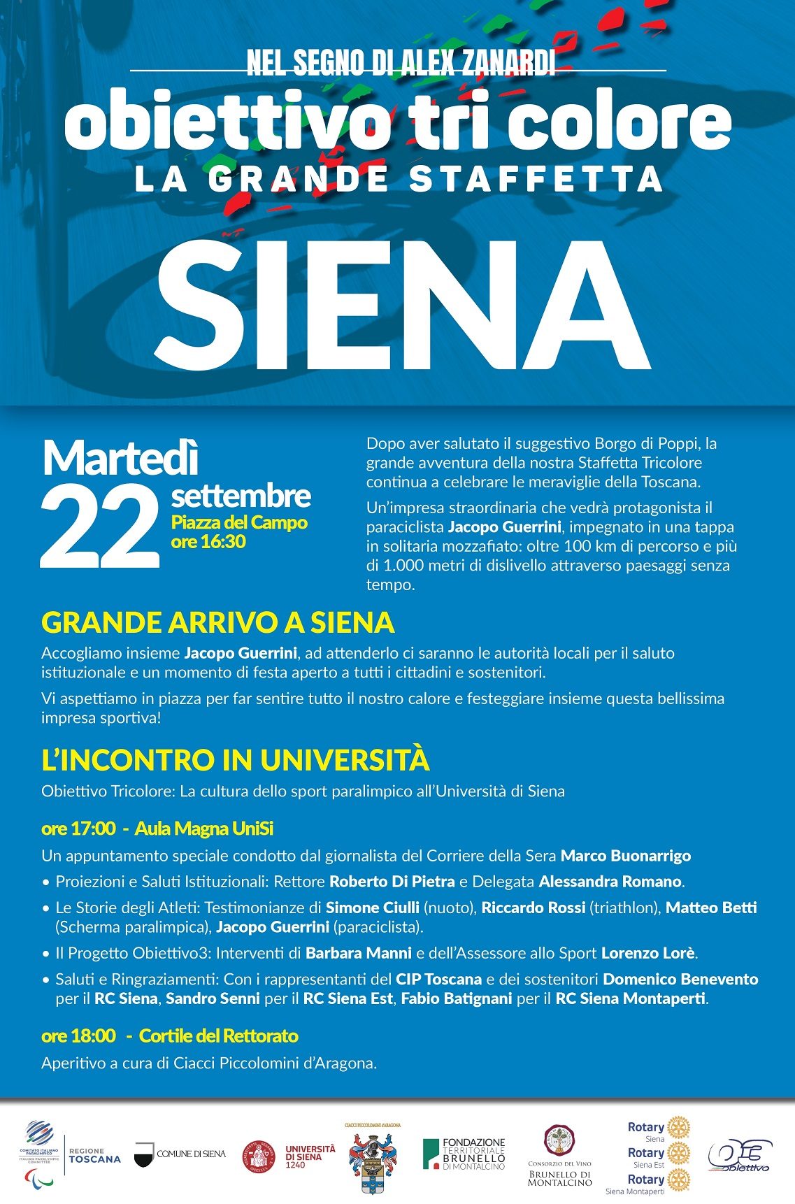 22 settembre 2026 – “Obiettivo Tricolore” arriva a Siena: sport e inclusione ne…