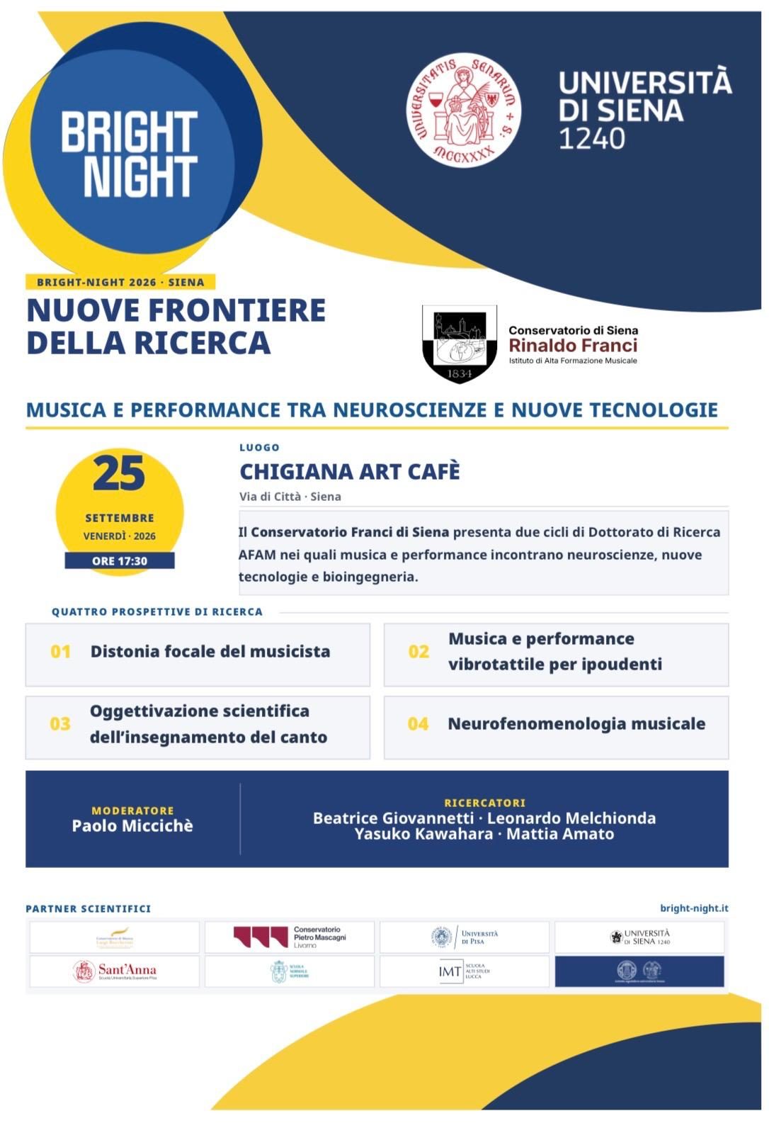 Conservatorio Franci | Bright Night 2026, quattro ricerche del Franci tra music…