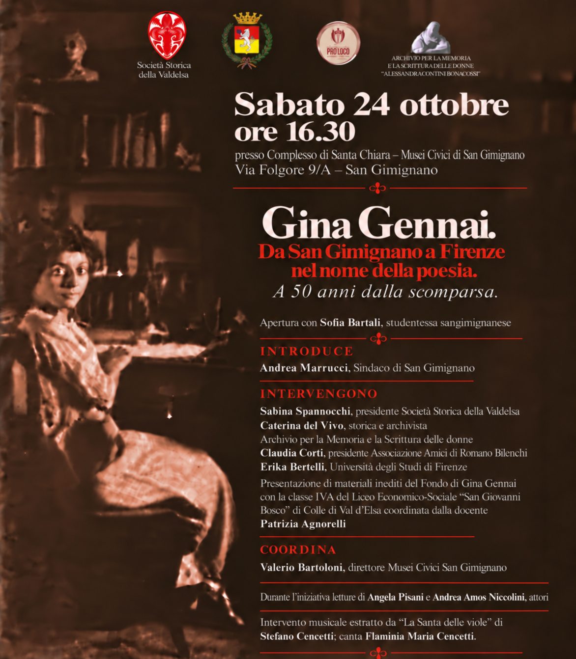 Comune di San Gimignano | San Gimignano celebra la sua poetessa Gina Gennai a 5…