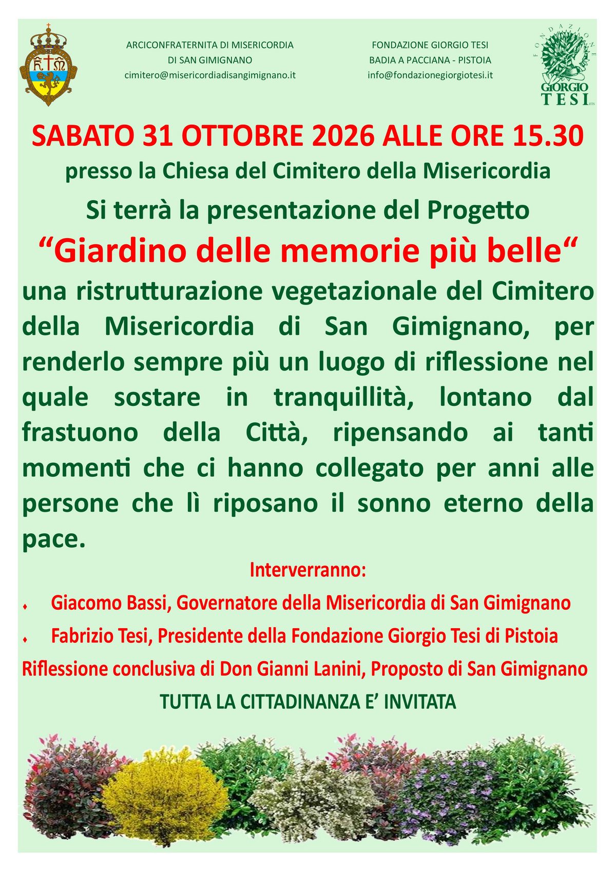 Comunicato stampa per un progetto originale della Misericordia di San Gimignano